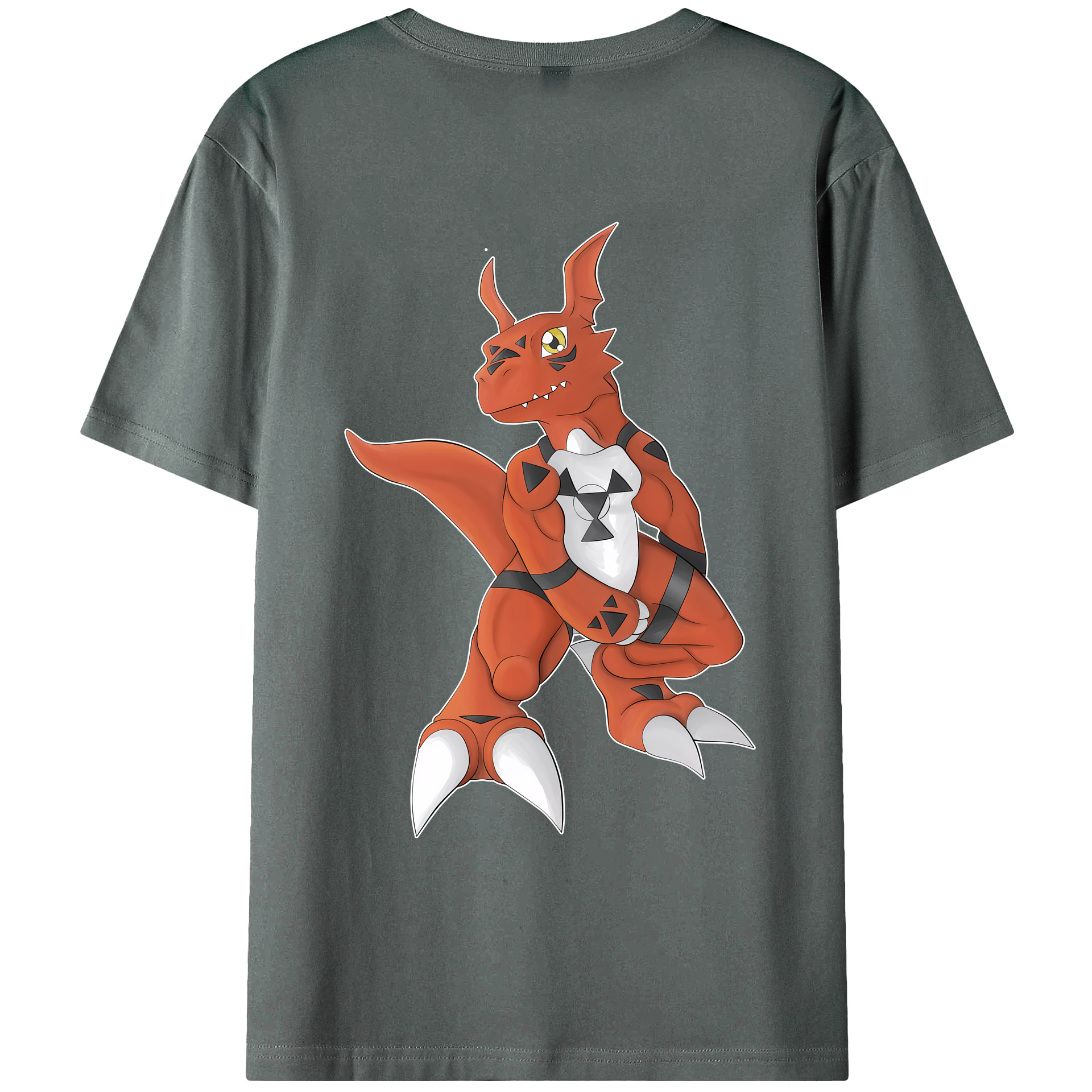 （画像用） Digimon デジタルモンスター/デジモン 綿100％ メンズ半袖Tシャツ（バックプリント） 通気性
